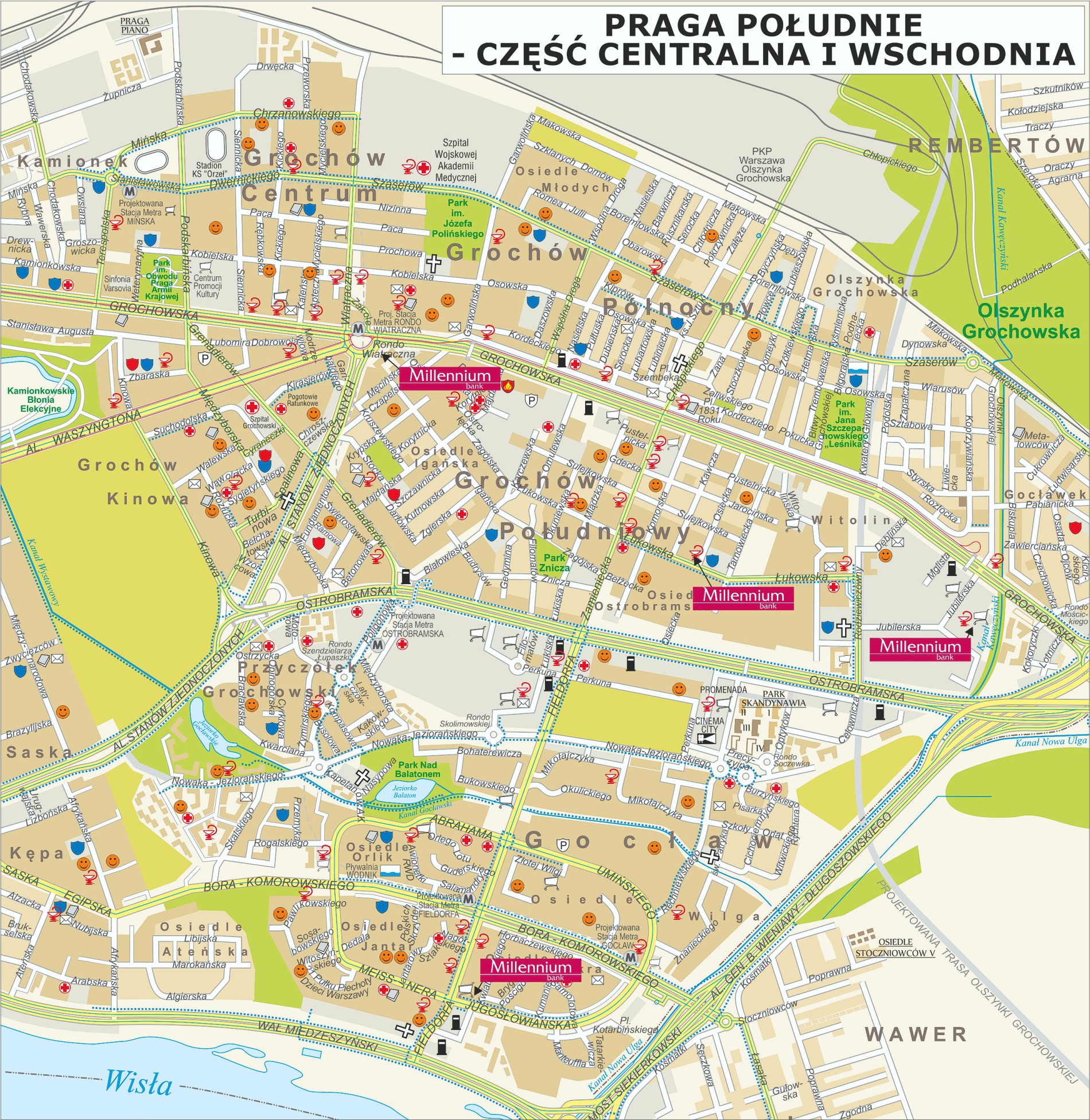 Mapa inwestycji mieszkaniowych w Warszawie Praga Południe