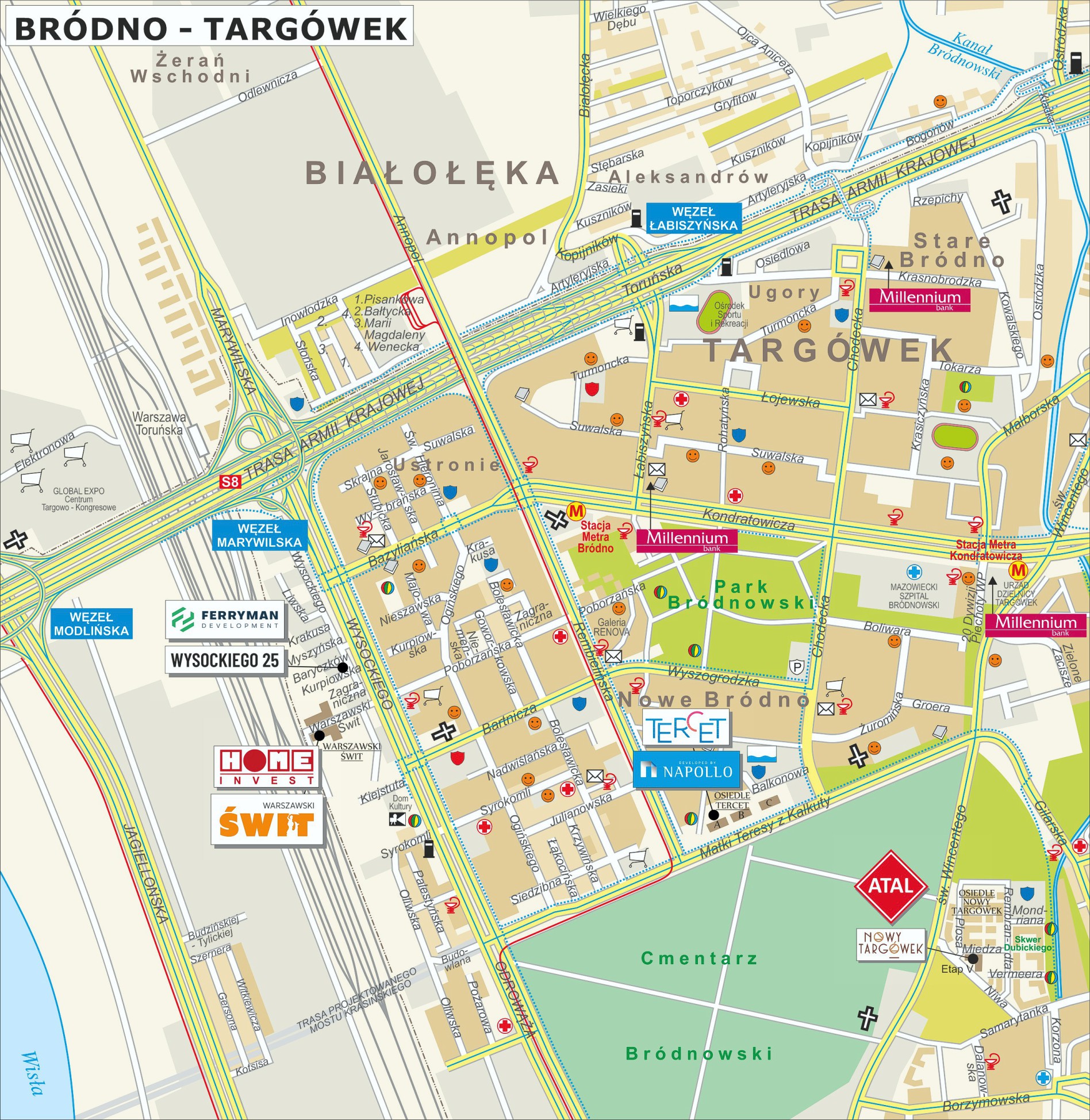 Mapa inwestycji w Warszawie - Bródno Targówek